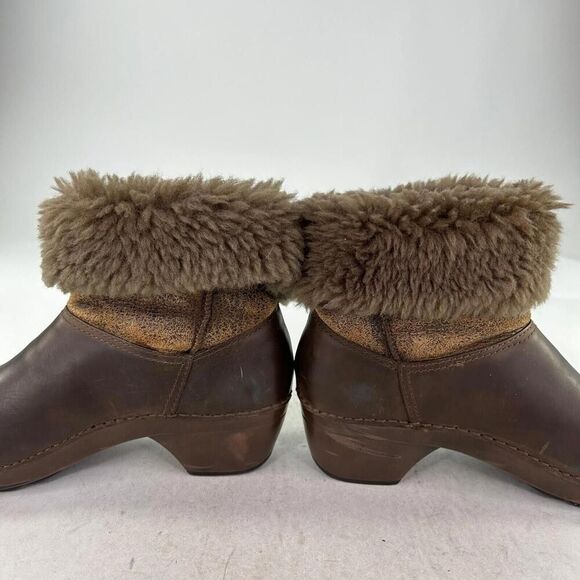 Dansko Bessie Women's Brown Burnished Leather Boot US 7.5 Shearling Pull-On Shoe - Picture 9 of 13